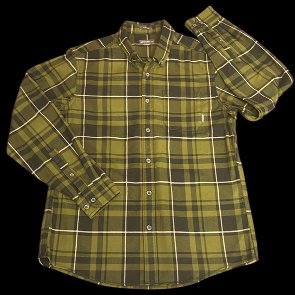 Eddie Bauer Green Plaid Flannel Button Shirt M - Picture 1 of 17